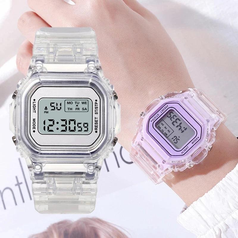 New Fashion Transparent Digital Watch Square Women Watches Sports Electronic Wrist Watch Reloj Mujer Clock Dropshipping - Viva Vista Store