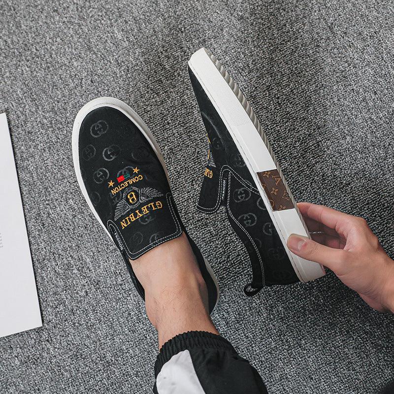 Autumn ice silk canvas shoes a foot lazy shoes breathable light sleeve foot shoes casual shoes men's shoes wild - Viva Vista Store