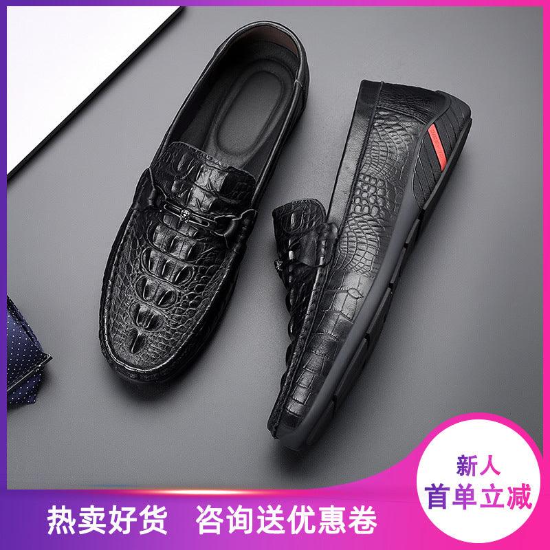 Men's shoes leather new crocodile men's peas shoes, leather breathable business, casual leather shoes men - Viva Vista Store