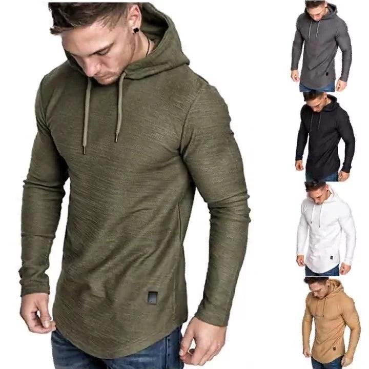 Cross-border European code elastic fitness men's fake two-piece cyberpunk ninja suit hooded sweater T-shirt mask riding - Viva Vista Store