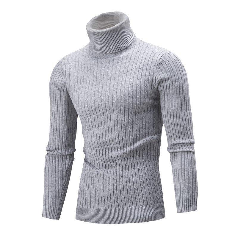 Men's knitwear autumn and winter new European and American high-neck color twist bottoming shirt sweater men - Viva Vista Store