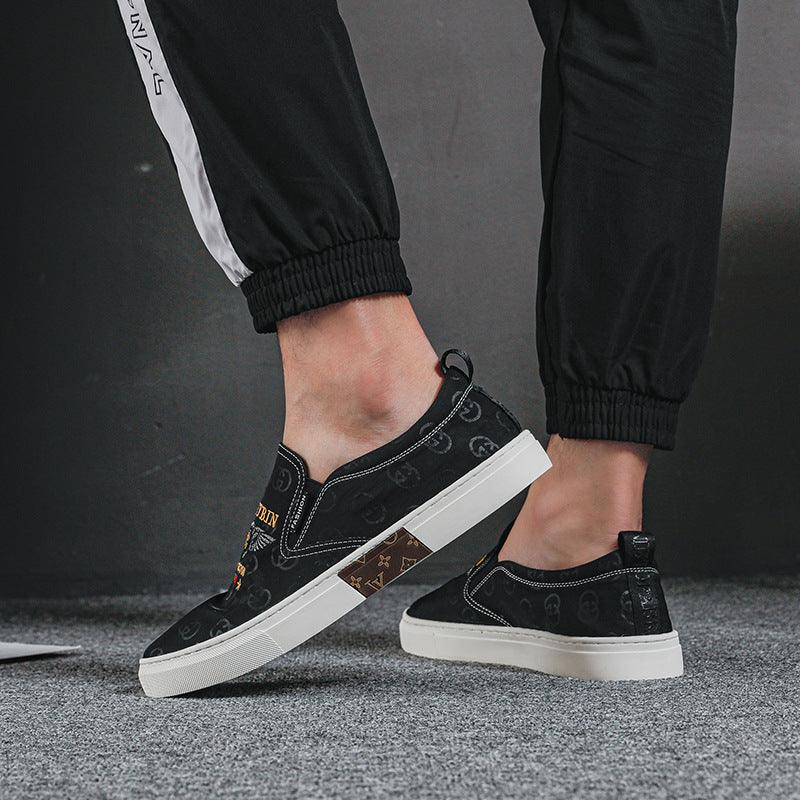 Autumn ice silk canvas shoes a foot lazy shoes breathable light sleeve foot shoes casual shoes men's shoes wild - Viva Vista Store