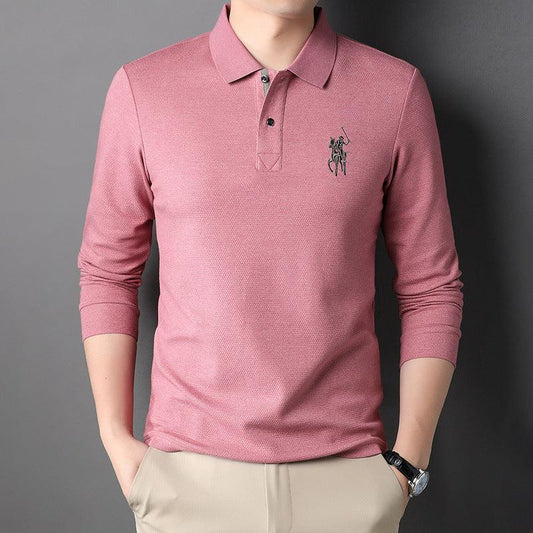 Men's Polo shirt autumn new lapel embroidery cotton men's top fashion casual loose long sleeve T-shirt male - Viva Vista Store