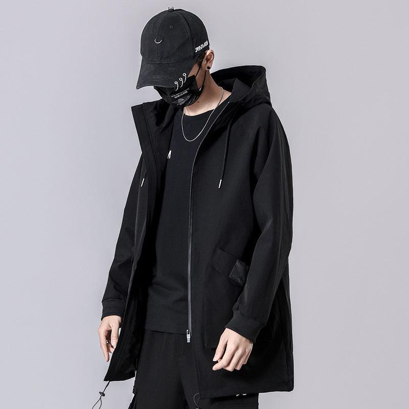 Autumn and winter solid color long men's jacket windbreaker large size increased loose casual Korean version of the handsome fried street jacket - Viva Vista Store