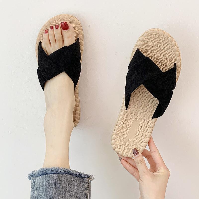 Slippers female summer wear 2021 Korean version of the new beach flat lazy pregnant women shoes - Viva Vista Store