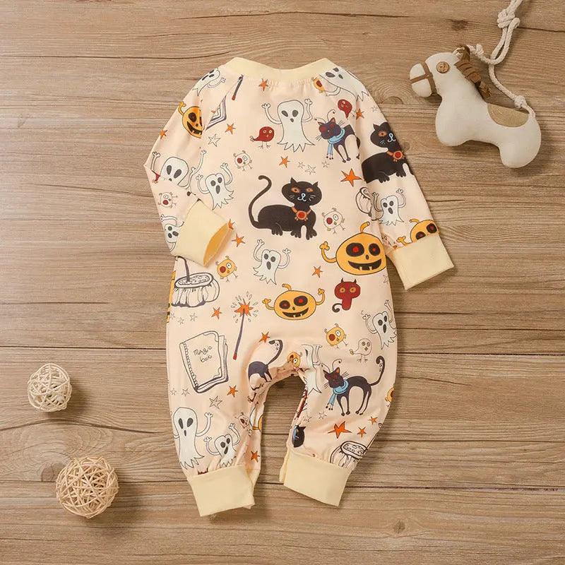 New Halloween baby jumpsuit with long sleeves, spring and autumn crawling suit, round neck romper - Viva Vista Store