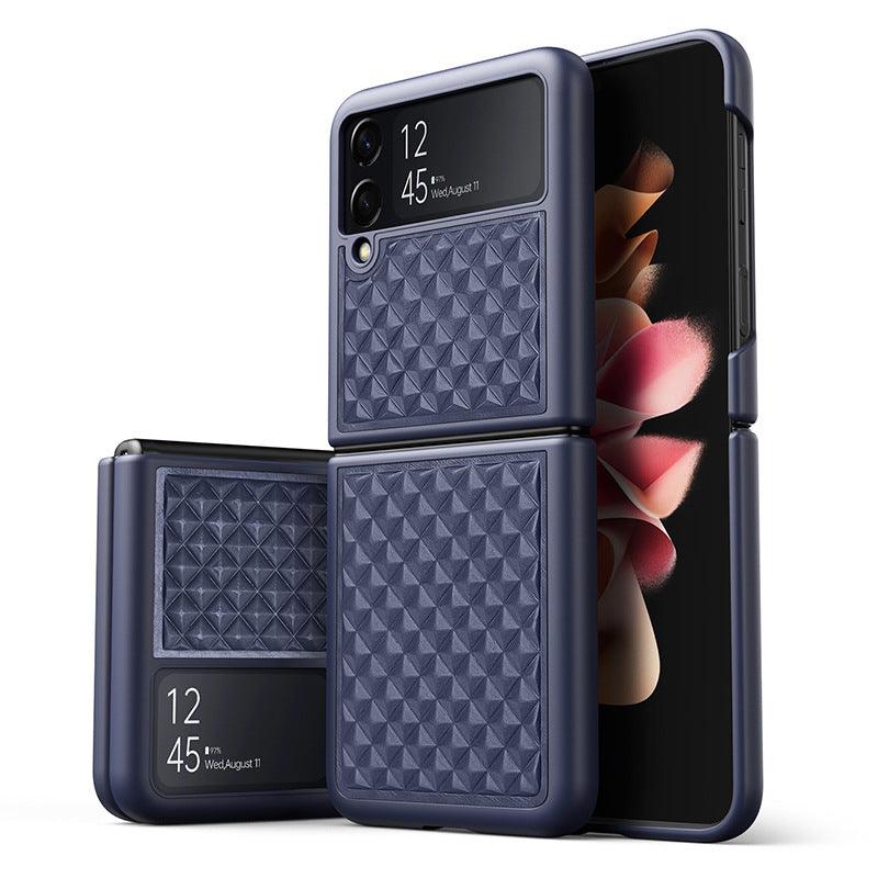 Suitable for Samsung Z Filp3 5G mobile phone shell folding screen mobile phone back shell leather lattice protective cover - Viva Vista Store