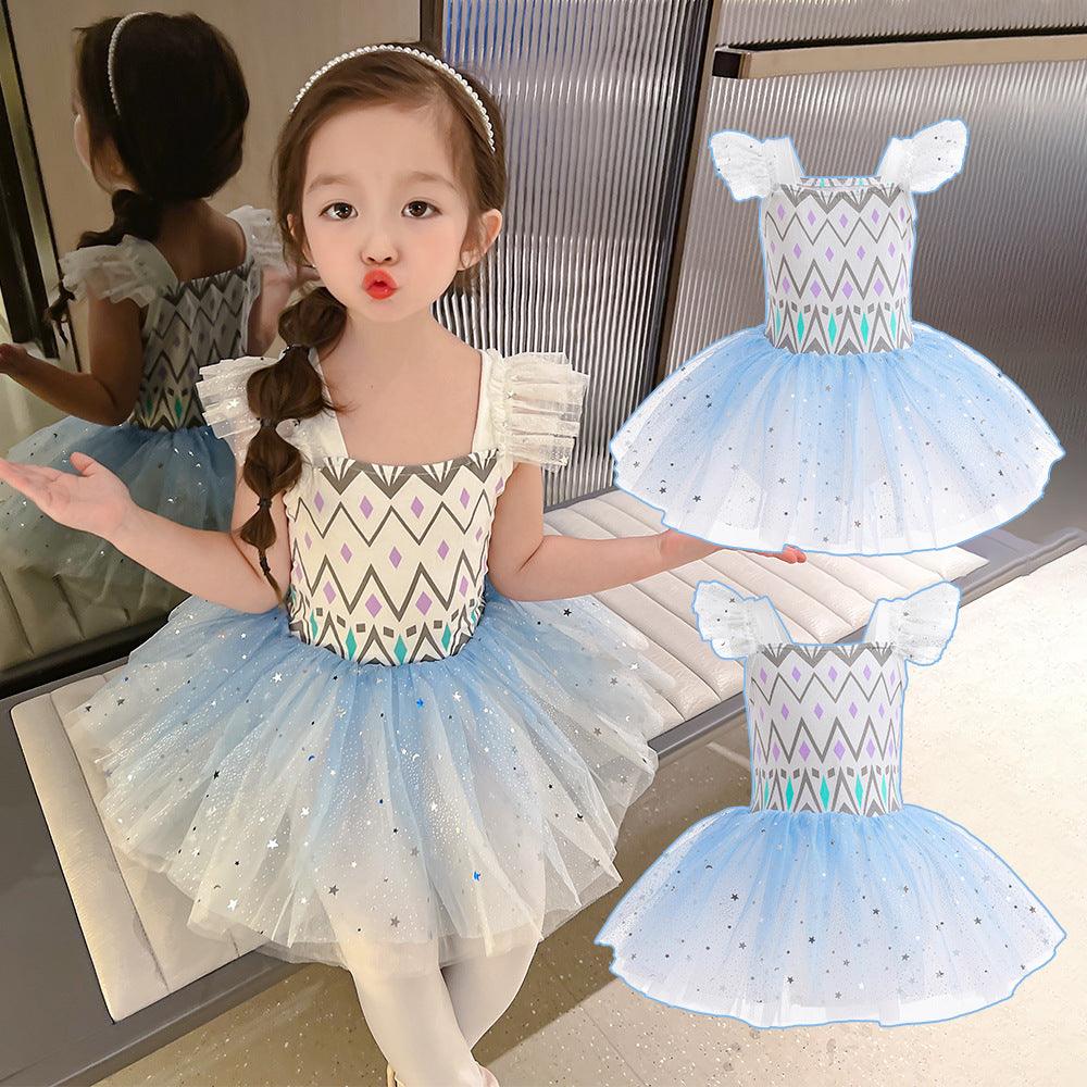 European and American net yarn children's skirt Frozen girls ballet costume children's dance skirt festival performance costume Princess Aisha - Viva Vista Store