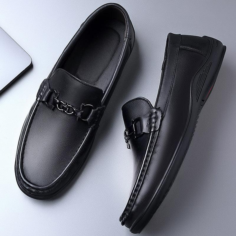 Large size business leather shoes men's shoes set foot casual shoes men's gas soft soft bottom driving shoes to work leather peas beans shoes - Viva Vista Store