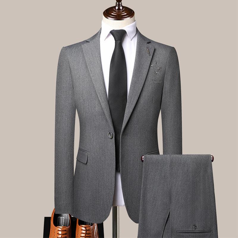 Suit suits men's suit dresses fashion slim small suits two-piece Korean casual jacket occupation dress - Viva Vista Store