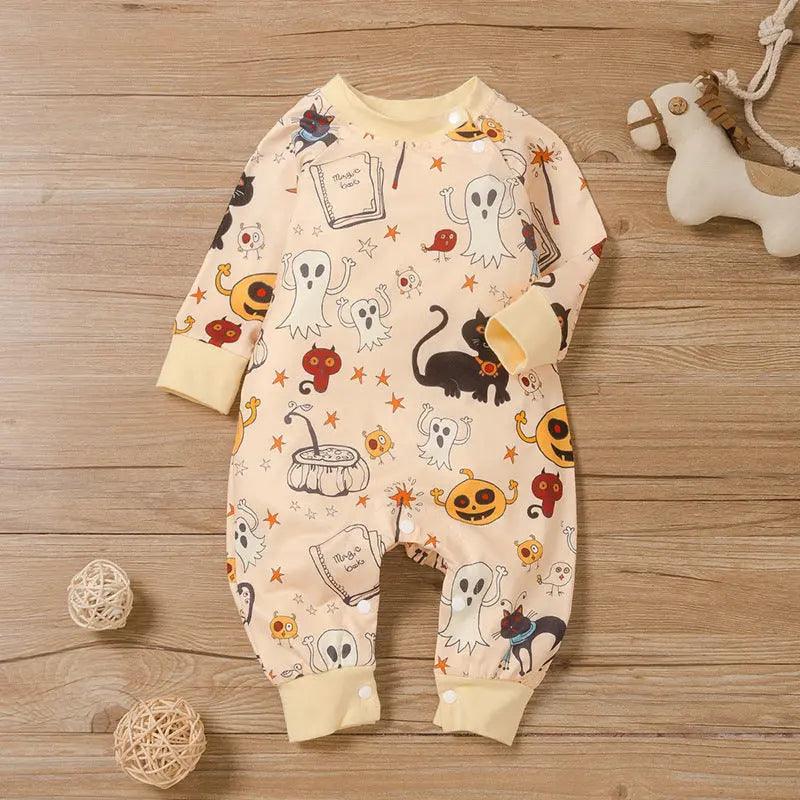 New Halloween baby jumpsuit with long sleeves, spring and autumn crawling suit, round neck romper - Viva Vista Store