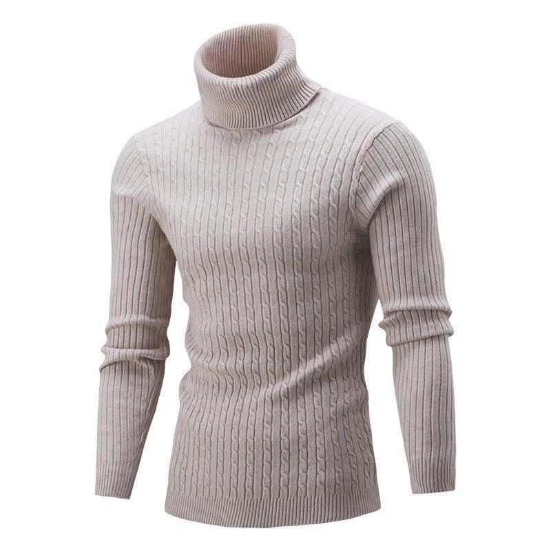 Men's knitwear autumn and winter new European and American high-neck color twist bottoming shirt sweater men - Viva Vista Store