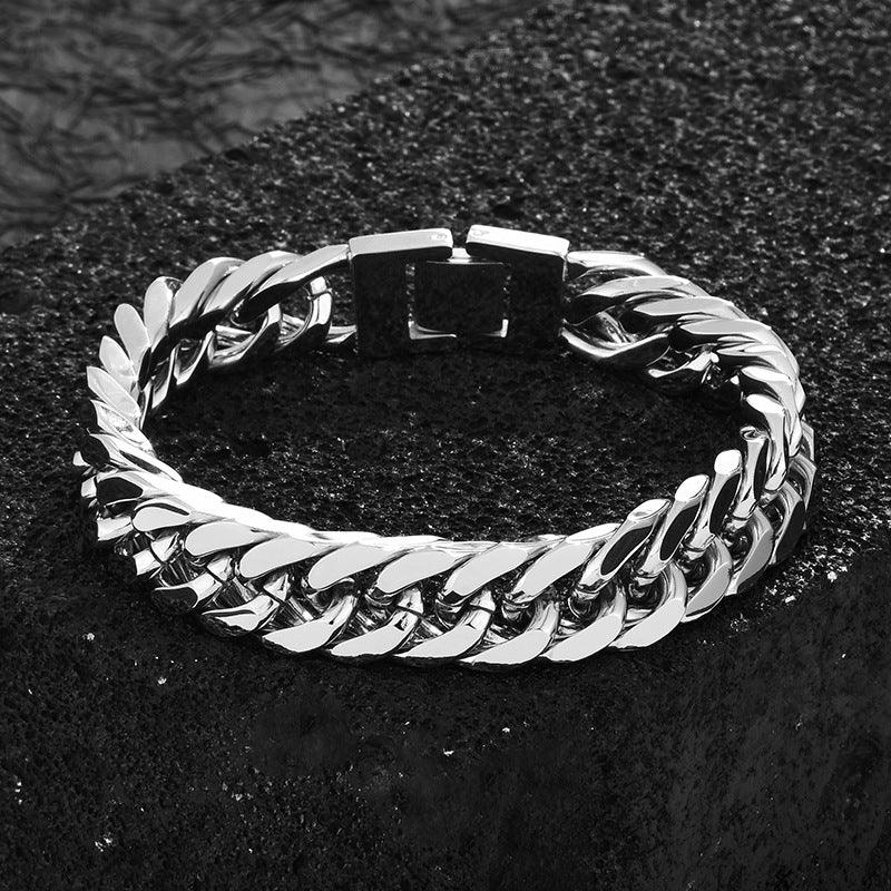 Europe and the United Edition Cuban Bracelet Retro Titan Steel Hipha Personality Couple Cold Dare Wind Hand Tide Male and female with Wholesale - Viva Vista Store