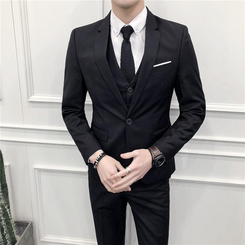 Business banquet with grooms new groom wedding dress suit men's suit three-piece set of men's clothing - Viva Vista Store