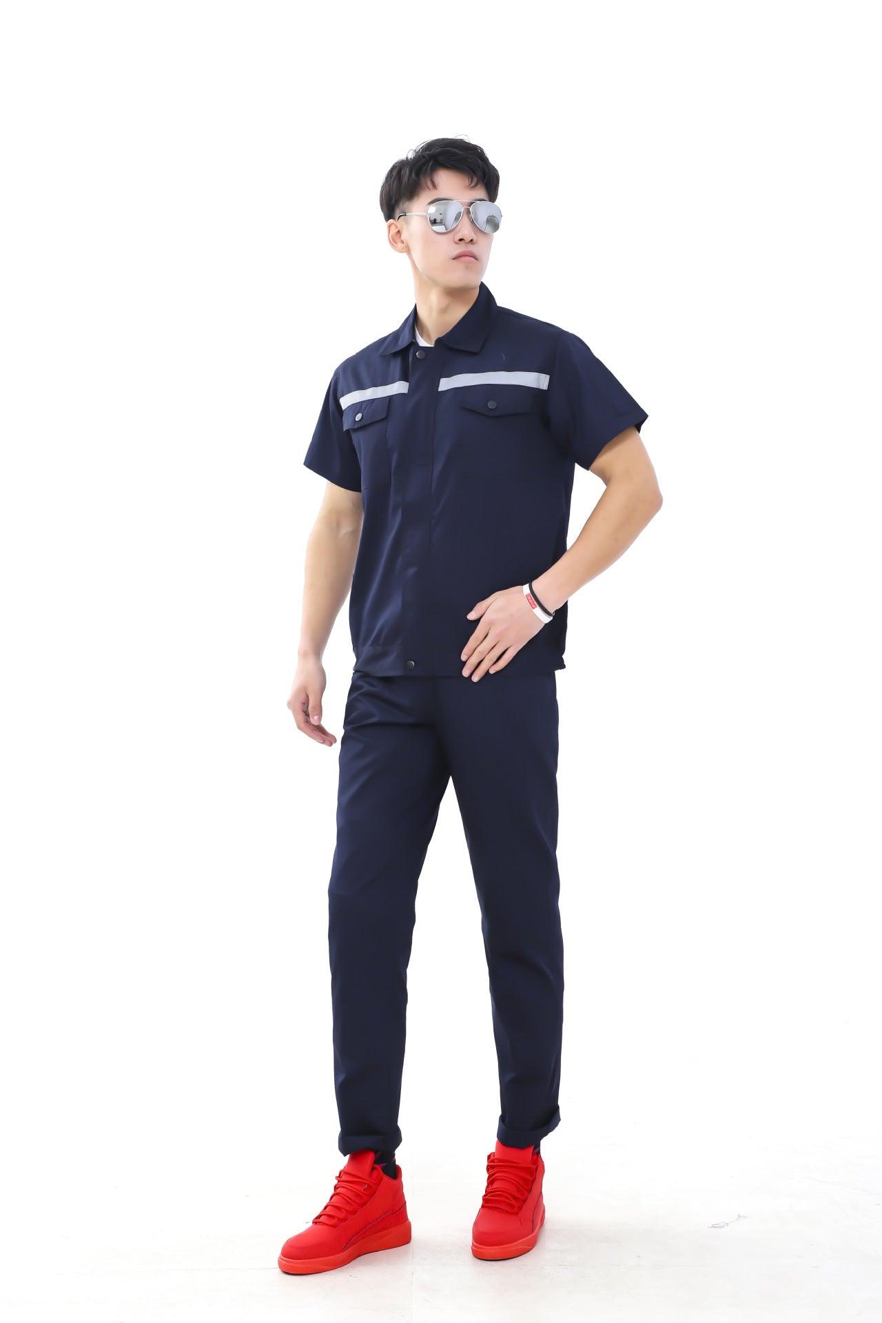 Factory wholesale spring, autumn and summer long and short-sleeved reflective strips overalls suits men and women labor insurance clothing workshop tooling customization - Viva Vista Store