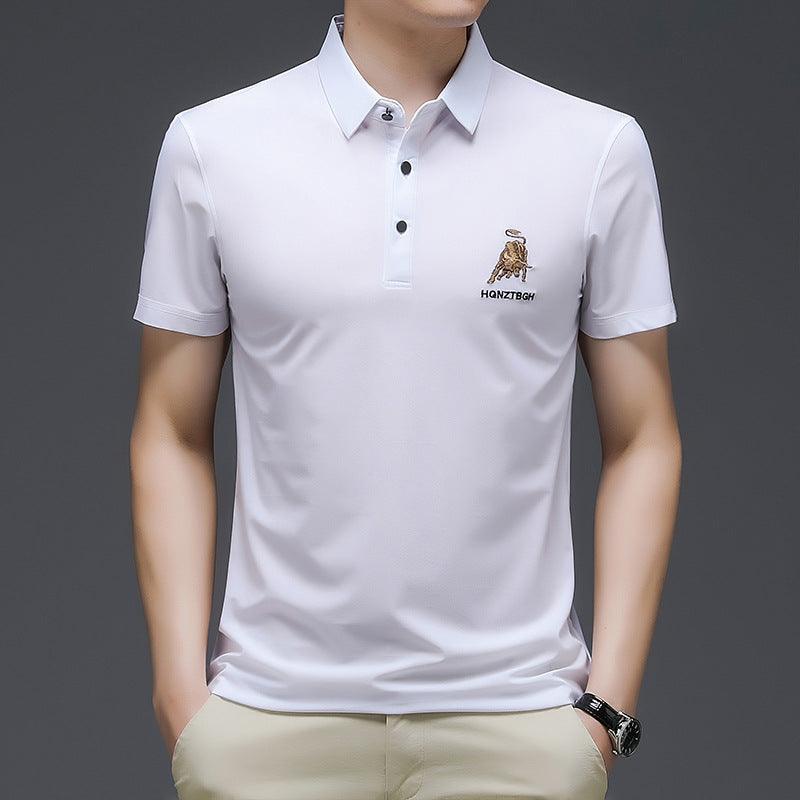 Men's short-sleeved T-shirt men's fashion Korean version of loose solid color lapel men Polo shirt tide - Viva Vista Store