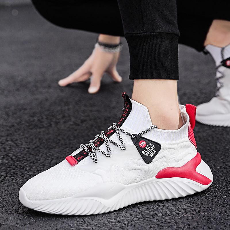 Summer new men's sports shoes flying weave breathable casual running shoes mesh comfortable running shoes Male Sneakers - Viva Vista Store