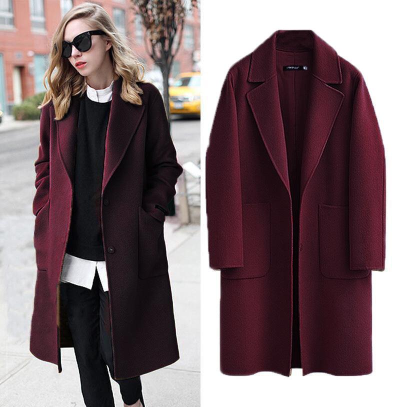 Cross-border 2021 autumn and winter double-sided? Europe and the United States women's new woolen coat long loose woolen women - Viva Vista Store