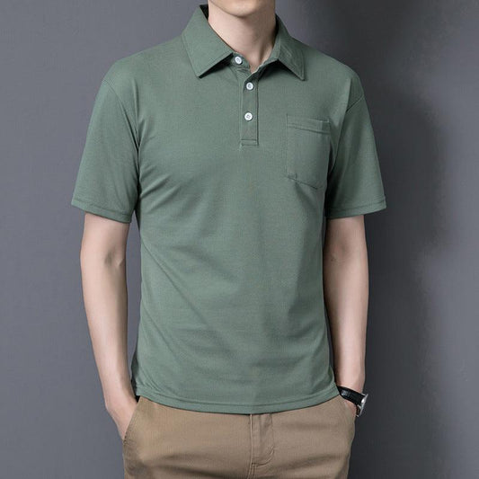 Short-sleeved polo shirt casual men's solid color half sleeve trend top - Viva Vista Store