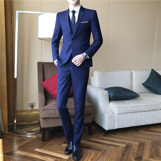 Business banquet with grooms new groom wedding dress suit men's suit three-piece set of men's clothing - Viva Vista Store