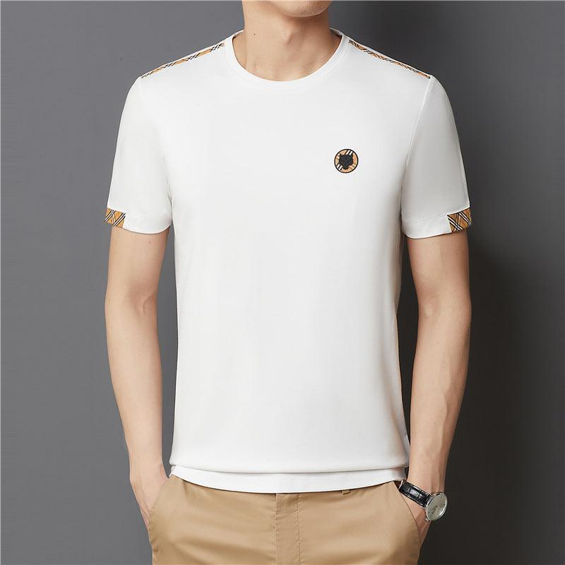 European station 2022 summer ice silk short-sleeved men's t-shirt youth Korean version thin patch trend men's t-shirt wholesale - Viva Vista Store