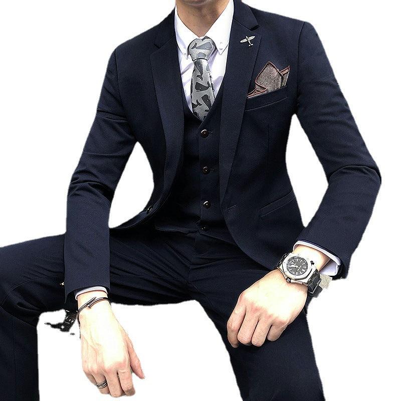 Suit male three-piece suit dress business casual single western Korean version of the slim suit suit male professional clothing - Viva Vista Store