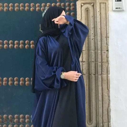 Ramadan Open Abaya Kimono Femme Muslim Satin Hijab Dress Abayas for Women Dubai Kaftan Robe Islam Elegant Modest Clothes - Viva Vista Store