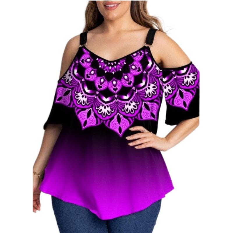 Luxury Brand Plus Size Women'S Blouses Chubby Elegant Female Blouses Chic Boho Print Woman Tunic Tops Large Size Women'S T-Shirt - Viva Vista Store