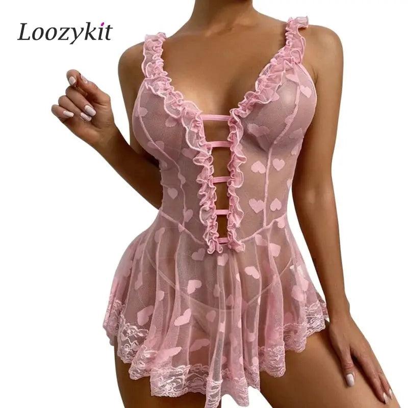 Plus Size Woman Lingerie Sexy Sleepwear Lace Dress Sexy Baby Doll Lingerie Hot Erotic Underwear Nightwear Pajamas Porno Costumes - Viva Vista Store