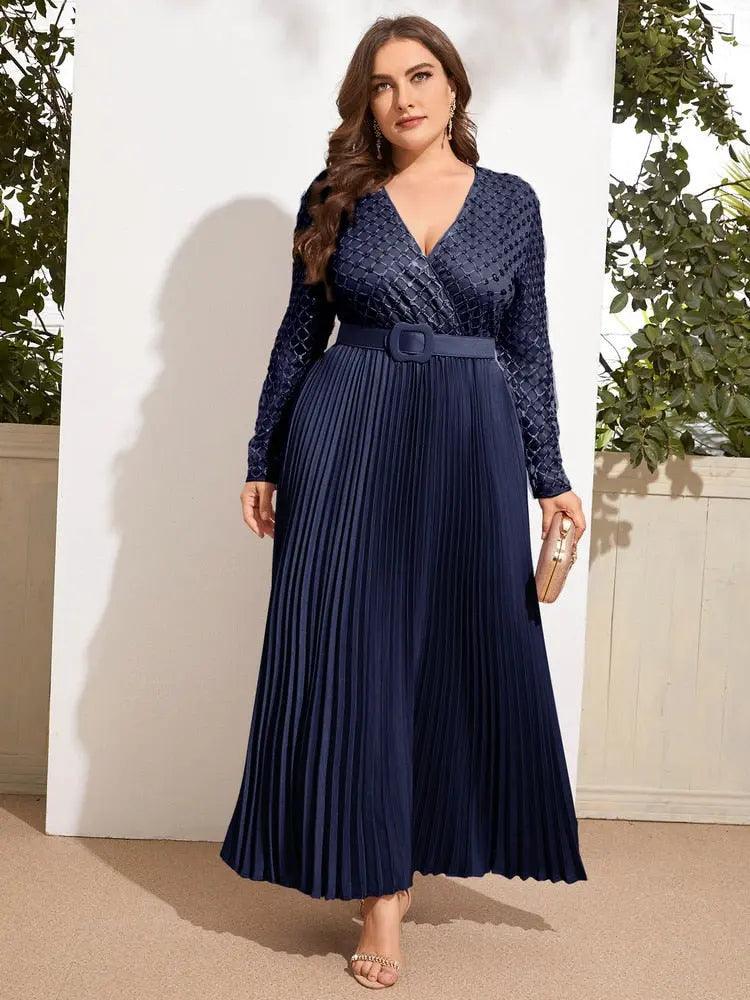 Elegant Plus Size Bright Silk Ruched Maxi Dresses Women Luxury Waistband Evening Party Clothing Night Club Dress Female Outfits - Viva Vista Store