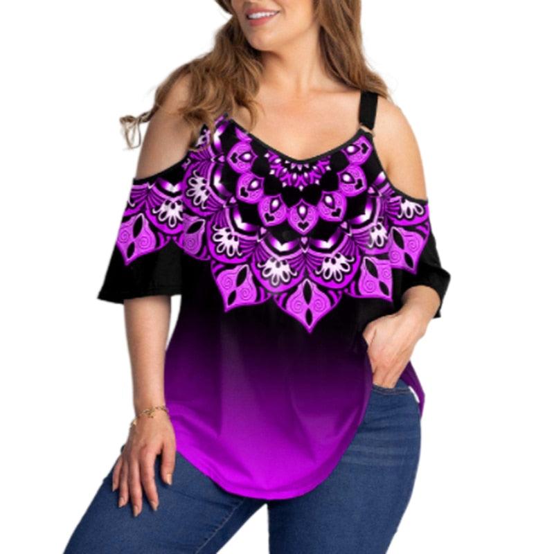 Luxury Brand Plus Size Women'S Blouses Chubby Elegant Female Blouses Chic Boho Print Woman Tunic Tops Large Size Women'S T-Shirt - Viva Vista Store