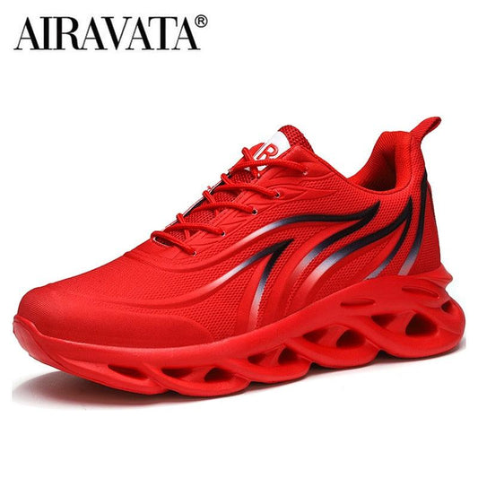 Tênis masculino com estampa de chamas Tênis esportivo de tecido voador Tênis de corrida confortável para homens ao ar livre Sapatos esportivos - Viva Vista Store