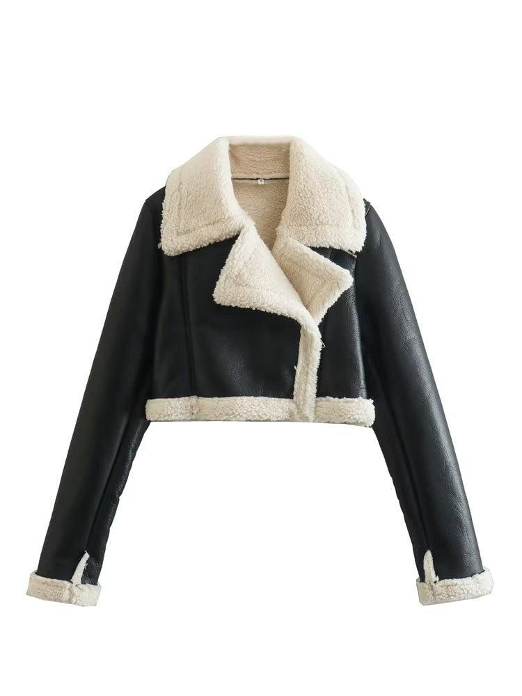 Faux Shearling Biker Jacket - Viva Vista Store