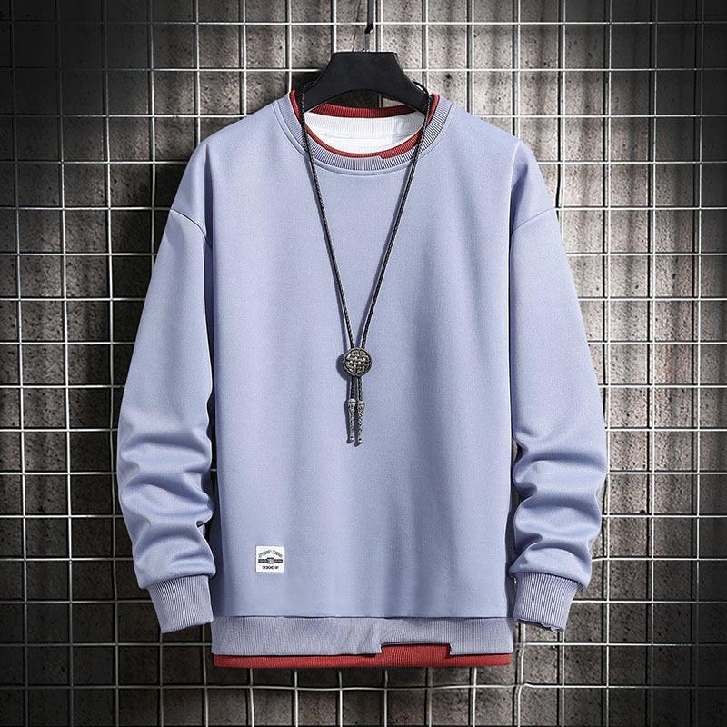 Mens Casual Sweatshirts Hoodie Men Two Pieces Multi Color O-Neck Fashion Harajuku Style Male Sweatshirt 2023 New - Viva Vista Store