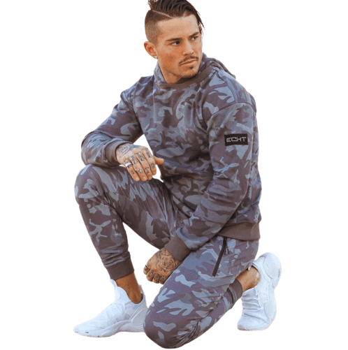 Men's Two Piece Tracksuit Set | Grey Camo Designed - Viva Vista Store