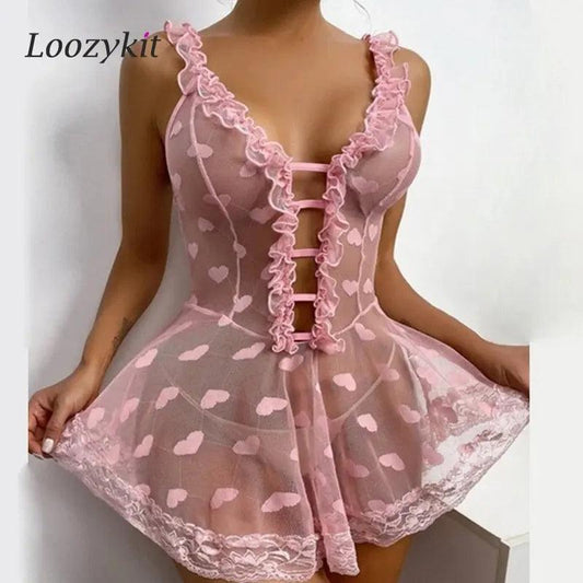 Plus Size Woman Lingerie Sexy Sleepwear Lace Dress Sexy Baby Doll Lingerie Hot Erotic Underwear Nightwear Pajamas Porno Costumes - Viva Vista Store