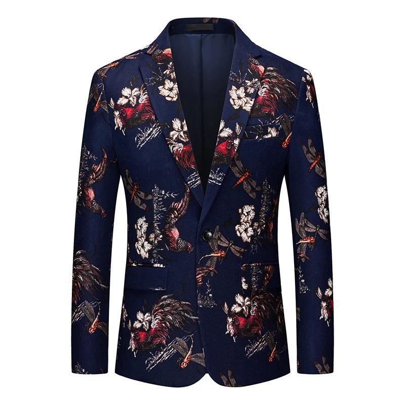 British Style Men Version Printed Perform Blazer Vintage Blazer for Men Casual Business Party Wedding Dress 5XL 6XL - Viva Vista Store