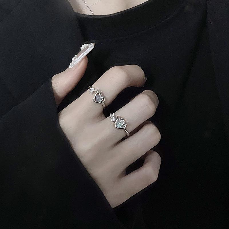 Spot hot style niche design sense bear love moonstone opening simple high-end sense personality index finger ring female - Viva Vista Store