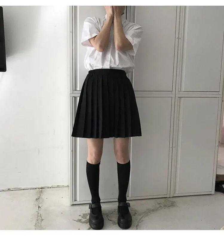 Black Pleated High Waisted Mini Skirt - Viva Vista Store