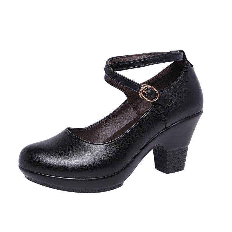 Genuine Leather Mary Janes Pumps With High Heels For Women - Viva Vista Store