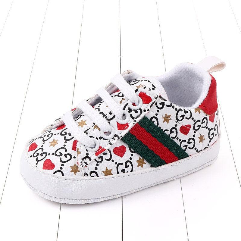 Designer Dupe Striped Baby Shoe Pearl Infant walker Baby Toddler crib shoes - Viva Vista Store