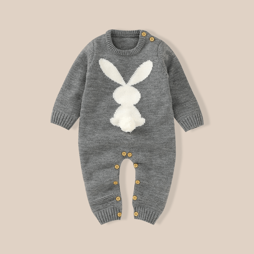 Knitted 3d Rabbit Romper -Dark grey - Viva Vista Store