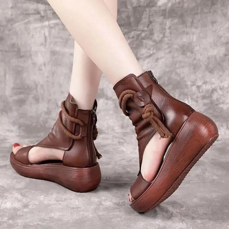 New Summer Cool Boots Platform Leather Wedges Women Sandals - Viva Vista Store