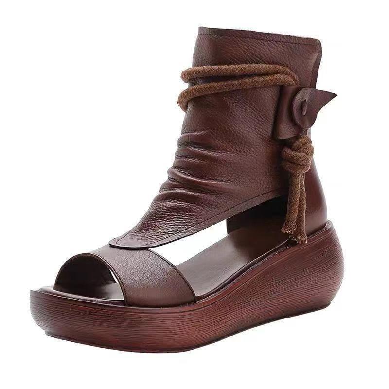 New Summer Cool Boots Platform Leather Wedges Women Sandals - Viva Vista Store