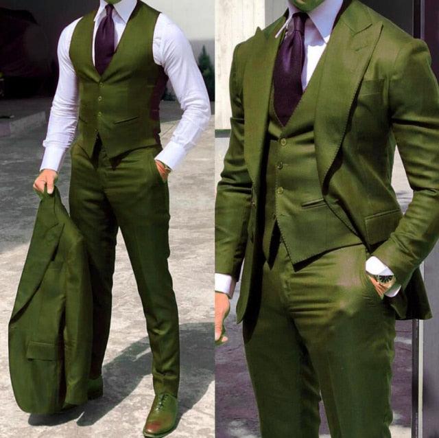 Wiaofellas Classy Wedding Tuxedos Suits Slim Fit Bridegroom For Men 3 Pieces Groomsmen Suit Male Cheap Formal Business  (Jacket+Vest+Pants） - Viva Vista Store