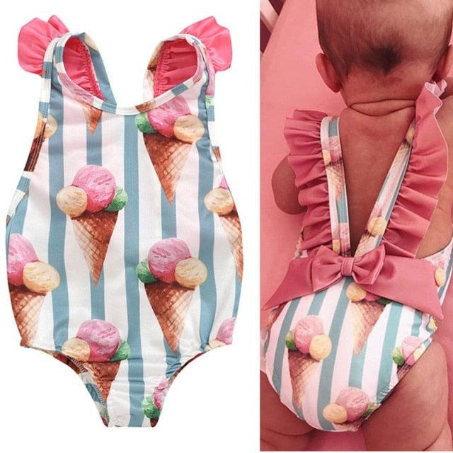 One Piece Swimwear Baby Girl Floral Strap Swimsuit Swimwear Swimming Suit Children Little Girls Summer Holiday Beach Wear - Viva Vista Store