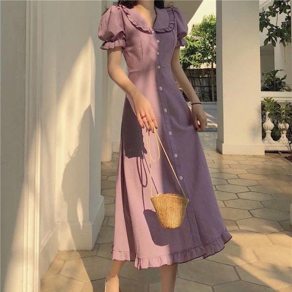 French Style Retro Minority Women New Waist-Tight Maxi Summer Long Party Elegant Office Casual Dress Cloth Vintage Lady Dresses - Viva Vista Store