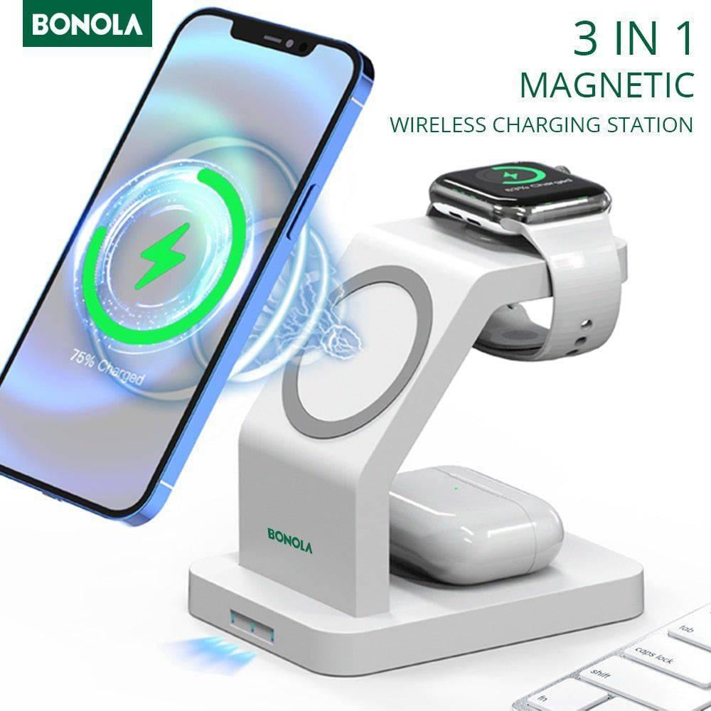 Smartphone fast charging, magnetic holder 3 in 1 wireless charging - Viva Vista Store