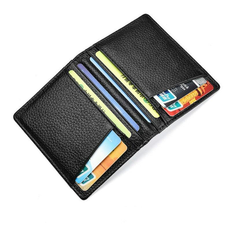 Super Slim Soft Wallet 100% Genuine Leather Mini Credit Card Wallet Purse Card Holders Men Wallet Thin Small - Viva Vista Store