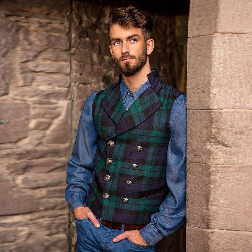 Men's Plaid Vest Spring and Autumn Brand New European and American Fashion Trend Casual Waistcoat For Men - Viva Vista Store